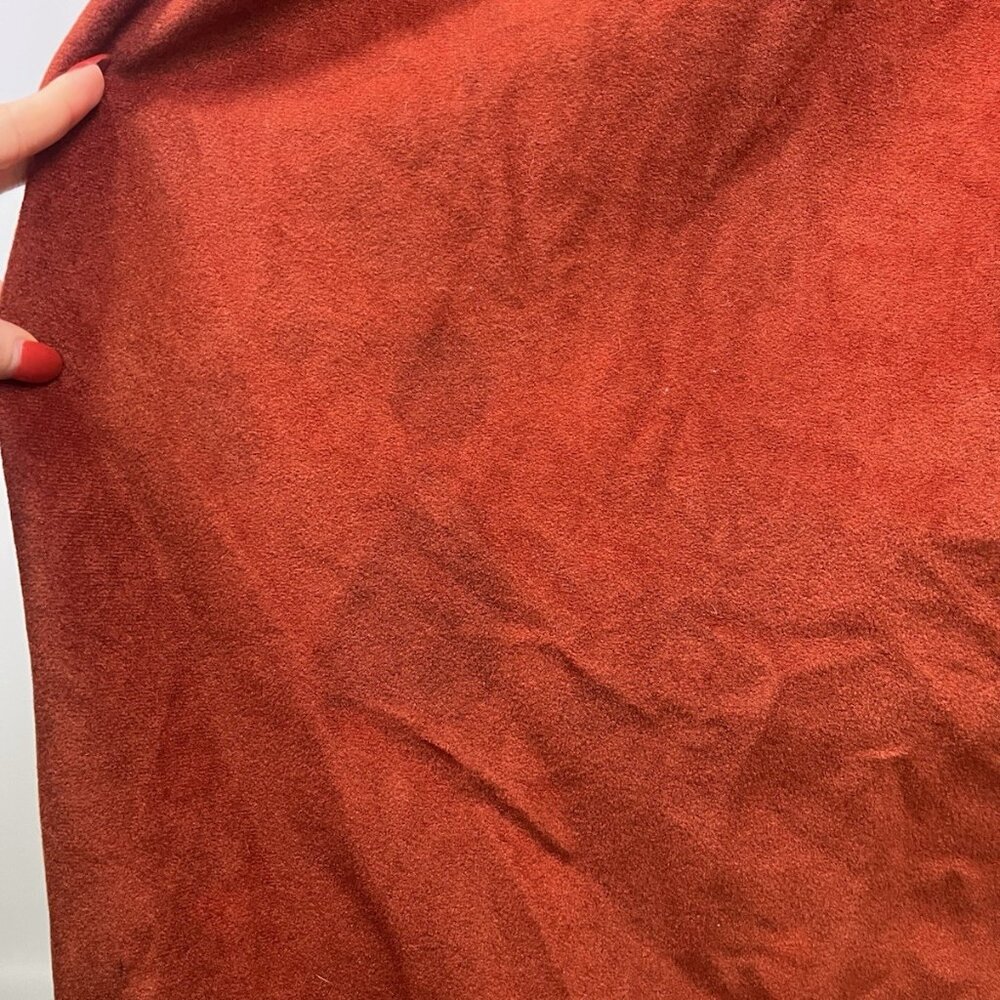 VTG 70s Burnt Orange Velour Robe Varsity Stripe Lounge Kimono Style Mid Century - Picture 8 of 16